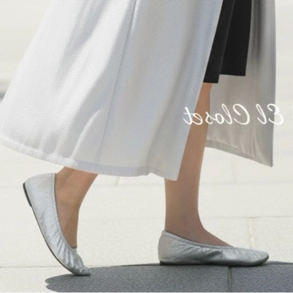 Rebecca Minkoff Ruched Silver Metallic Ballerina Flats Size 8.5 NEW With Box